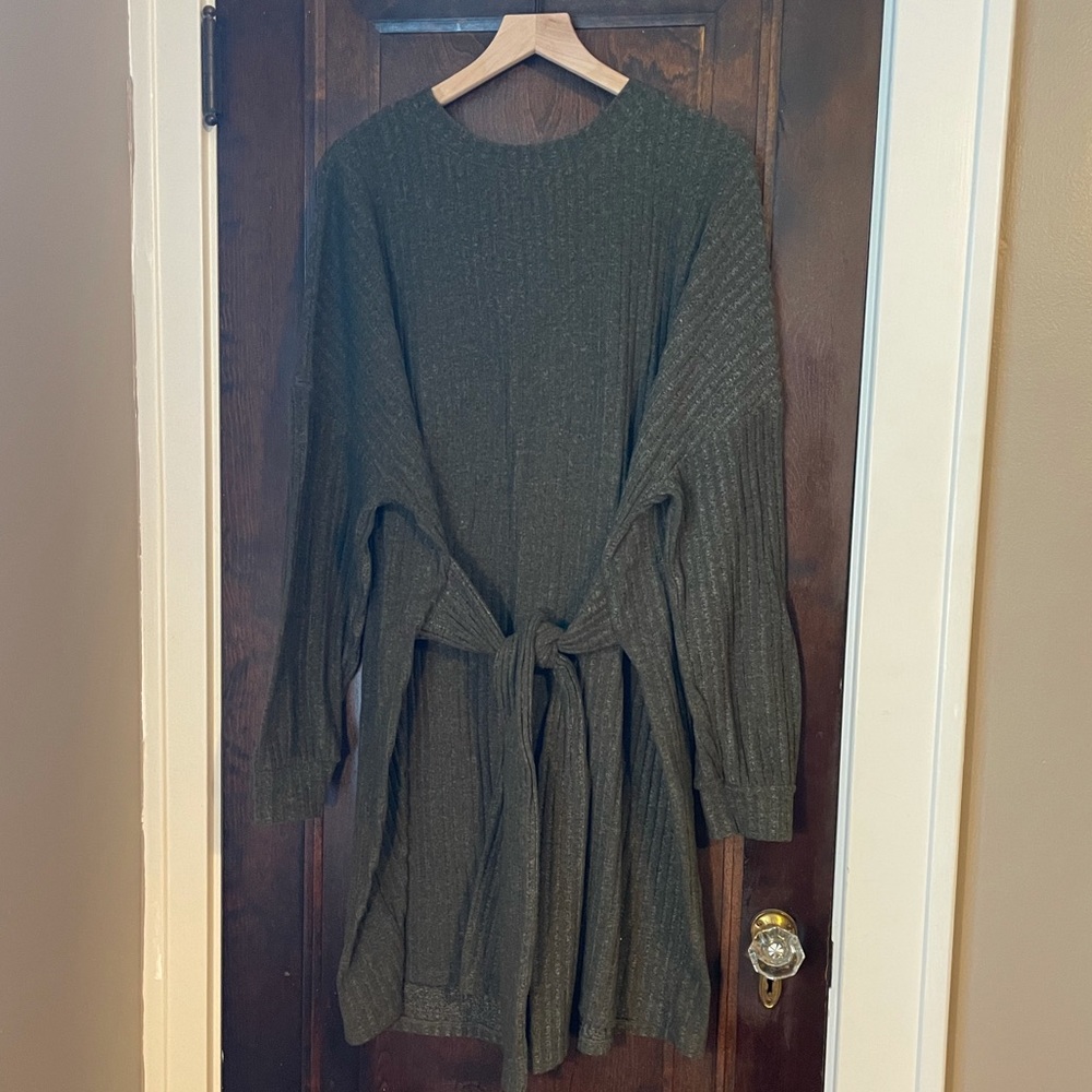 ASOS Design Long Sleeve Waist Tie Dress
